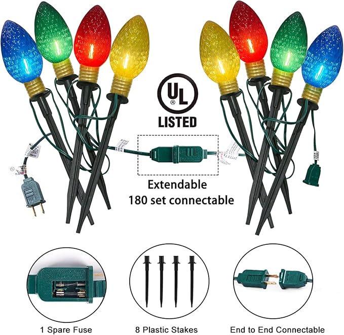 2-Pack Christmas String Lights, 7ft 9 LED Waterproof Twinkle Lights