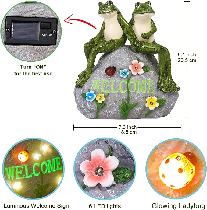 Frog Solar Lawn Figurine Light, Waterproof