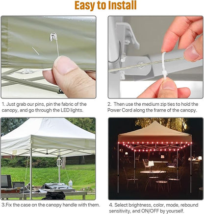 Waybelive LED Canopy Lights, 40Ft LED String Light for Outdoor Canopy, Compatible with 10 x10 Ft Canopy Tents, Waterproof, 16 Color Change by Yourself, Super Bright to Display at Night Outdoors