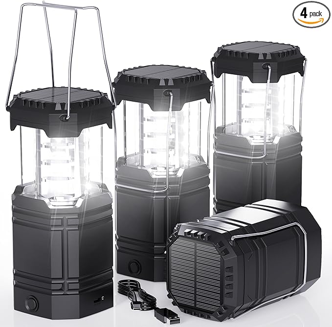 Portable Rechargeable Lantern 4-Pack, Emergency LED
