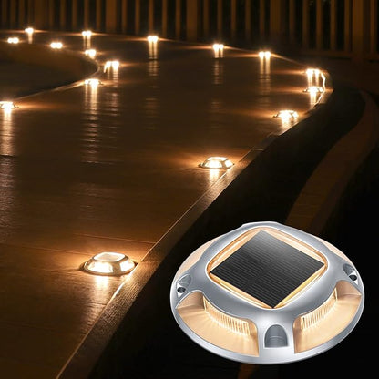 AGPTEK Solar Driveway Lights Outdoor 1 Pack, 2 Color Modes LED Deck Dock Marine Waterproof Driveway Marker Lights for Step Sidewalk Stair Garden Pathway Walkway Yard (Warm White/Cool White)