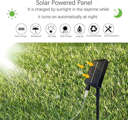 220 LED Solar Firefly Bunch Lights, 8 Flashing Modes, Fairy Copper Wire Waterproof String Light, Decorative Vine Solar Watering Can Light, Outdoor Garden Christmas Decor Lights (Warm White)