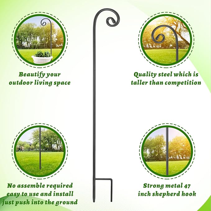 Heavy-Duty Shepherd's Hooks 24-Pack, 48" Garden