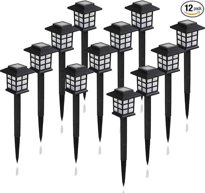 12-Pack Solar Pathway Lights, Waterproof LED Yard Lights