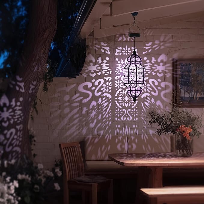 18" Moroccan Solar Pendant Light, Outdoor