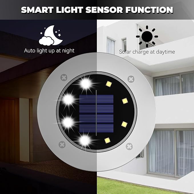 Solar Lights Outdoor 16 Pack, Solar Garden Outdoor Waterproof Pathway Lights Bright In-Ground Light Outdoor Lighting Decor for Lawn, Patio, Yard, Driveway, Step and Walkway White Light