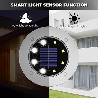 Solar Lights Outdoor 16 Pack, Solar Garden Outdoor Waterproof Pathway Lights Bright In-Ground Light Outdoor Lighting Decor for Lawn, Patio, Yard, Driveway, Step and Walkway White Light