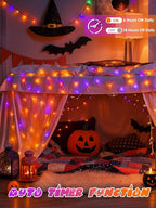 2-Pack 200 LED Halloween Twinkle Lights, 66ft Waterproof for Patio