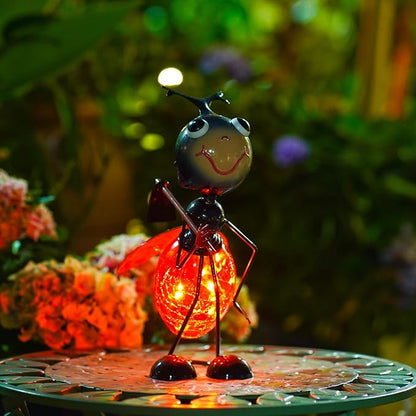 Solar Ladybug Garden Lantern Waterproof LED Ladybug Solar Lights Outdoor Decorative Tabletop Lanterns Lamp for Yard Patio Table Decoration.