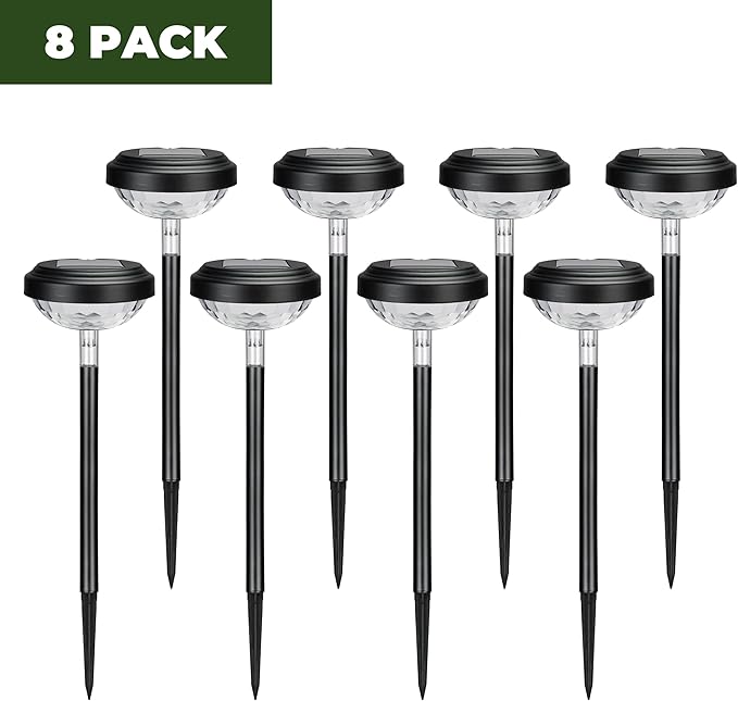 Kingsyard 8 Pack Solar Pathway Lights Outdoor Waterproof IP67, Bright Color Changing & Cool White LED Solar Lights for Outside Garden Yard Landscape Path Christmas Walkway Decor