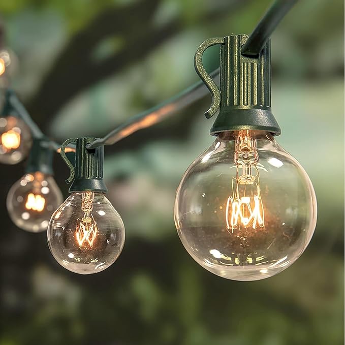 25Ft Outdoor Christmas String Lights, G40 Warm White Christmas Decorations Lights with 27 Incandescent Globe Bulbs, Vintage Christmas Lights for Xmas Tree Party Backyard Wedding Garden Holiday Patio