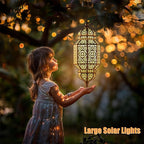 Moroccan Solar Hanging Lantern, 18" Outdoor Pendant
