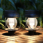 Solar Garden Lanterns 2-Pack, Backyard Hanging LED Decor