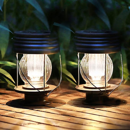 pearlstar Solar Lanterns Outdoor Waterproof 8.3” Solar Lights Outdoor Decorative Bright Outside Solar Table Lamp,30 Lumen, 2 Pack, for Garden Patio Yard Backyard Pathway Porch Driveway, (Warm White)