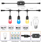Café-Style Outdoor String Lights, 96ft Globe Bulbs