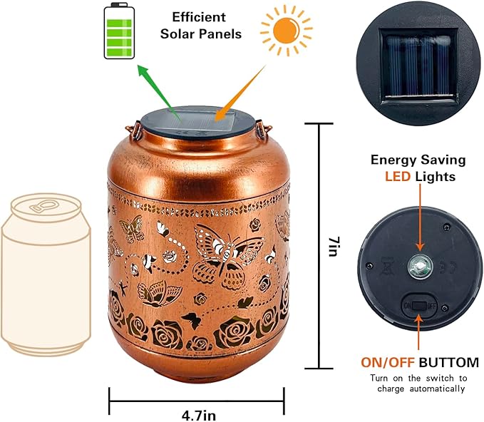 Butterfly Solar Lantern Set, Metal Garden Lighting