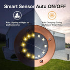 Solar Flat Disk Lights 8-Pack, Waterproof Garden
