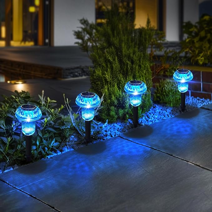 Solar Walkway Path Lights 4-Pack, Waterproof