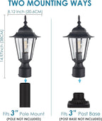 Outdoor Pole Lantern, Black Weatherproof Post Light