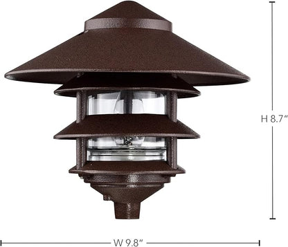 Nuvo SF76/637 One 2 Louver Hood Outdoor Pagoda Landscape Pathway Light, 3 Tier-Large, Old Bronze