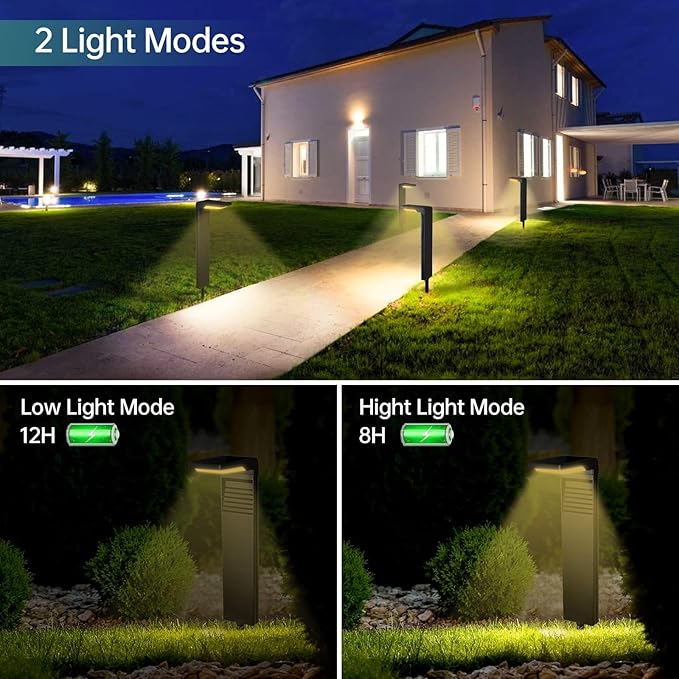 Solar Outdoor Lights,2 Pack LED Solar Lights Outdoor Waterproof, Solar Walkway Lights Maintain 12 Hours of Lighting for Your Garden, Landscape, Path, Yard, Patio, Driveway