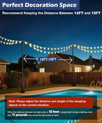 10ft Outdoor String Light Poles, Metal