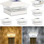 6-Pack Cool White Fence Post Cap Lights, Solar LED