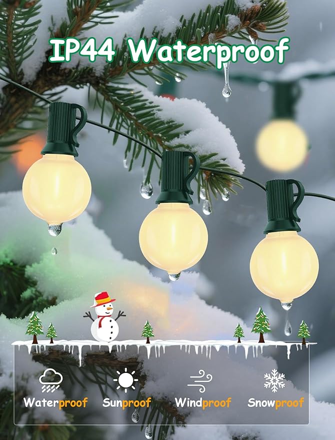 40 LED Christmas Twinkle Lights, 25ft Waterproof for Yard