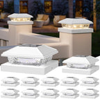 12-Pack Warm White Patio Post Cap Lights, Solar LED