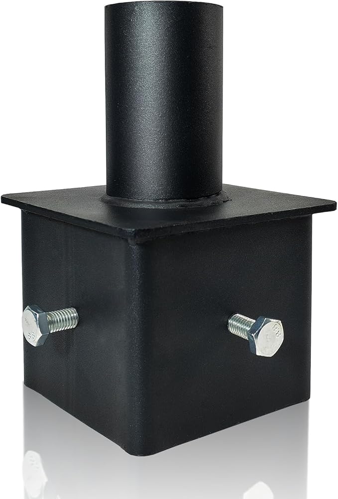 Tenon Adapter for 5 inch OD Square Pole Mount with 2-3/8 Round Adapter, I.D 4.5” Square Pole Mount Light Fixture Mounting Bracket, Outdoor Mount Bracket for Parking Lot Light, Shoebox Light