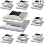 Solar Post Cap Lights 8-Pack, Waterproof LED