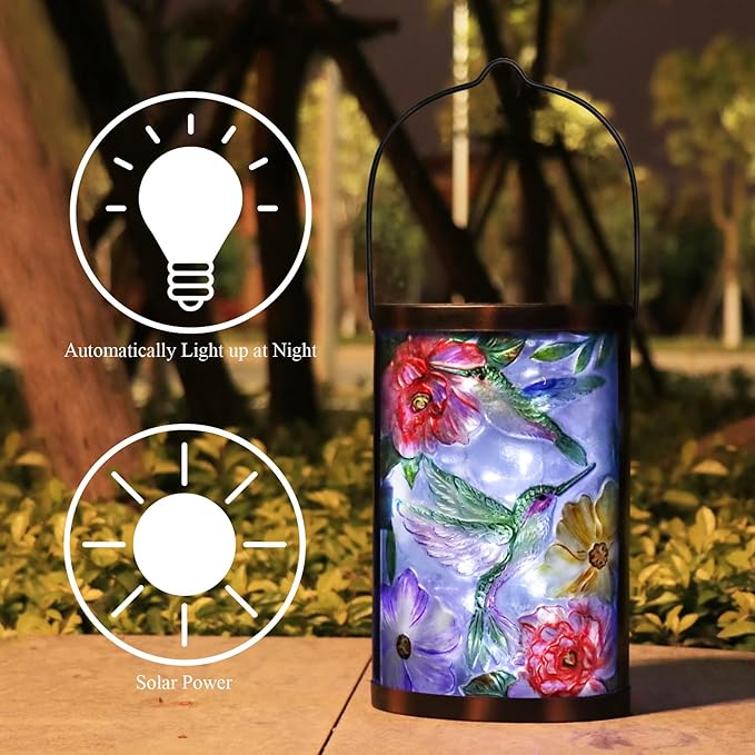 Solar Hummingbird Lanterns, Porch Hanging LED Decor