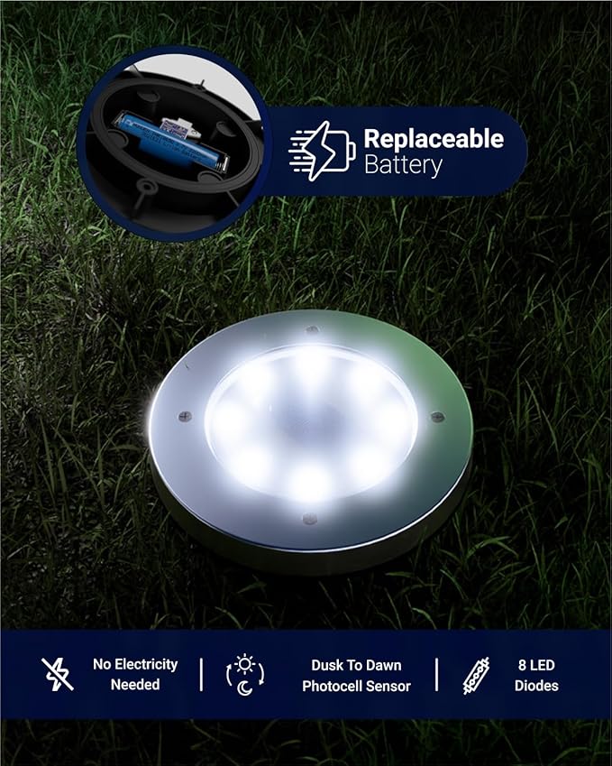 12-Pack Solar Pathway Lights, Waterproof LED Walkway Lights