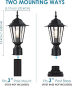 Black Solar Post Lighting Fixture, Outdoor Post Lighting