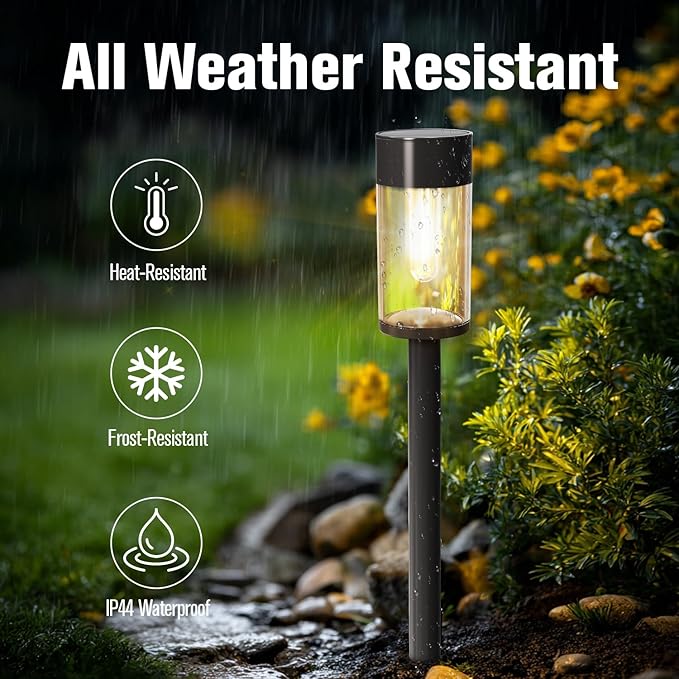 8 Pack Solar Pathway Lights Outdoor Waterproof, High Brightness LED Solar Garden Lights for Patio, Yard, Lawn, Landscape, Driveway, Walkway, Auto On/Off, 3000K