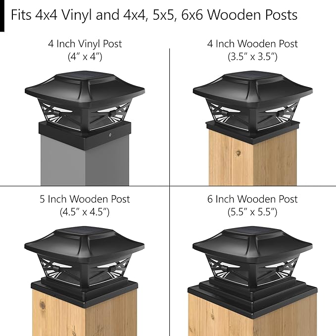 Davinci Lighting Renaissance Solar Outdoor Post Cap Lights - Includes Bases for 4x4 5x5 6x6 Posts - Bright LED Light - Slate Black (1 Pack)