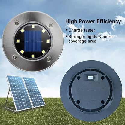 Aogist Outdoor Solar Ground Lights, 8 LED Waterproof Garden Disk Lights In-Ground Landscape Lighting for Lawn Patio Pathway Yard Deck Walkway (White, 8 Pack)