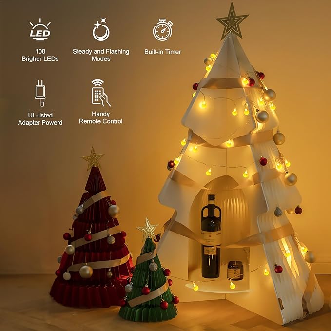 Outdoor String Lights, 33ft Warm White Waterproof LED