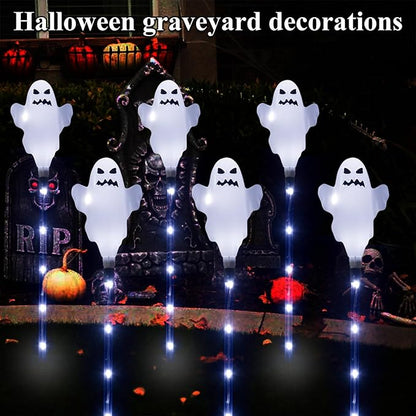 6 Pack Solar Halloween Ghosts Outdoor Decorations, Solar Halloween Lights Outdoor Waterproof, Pathway Lights for Outside Garden Patio Yard Lawn Party Walkway Grave Ghost Decor