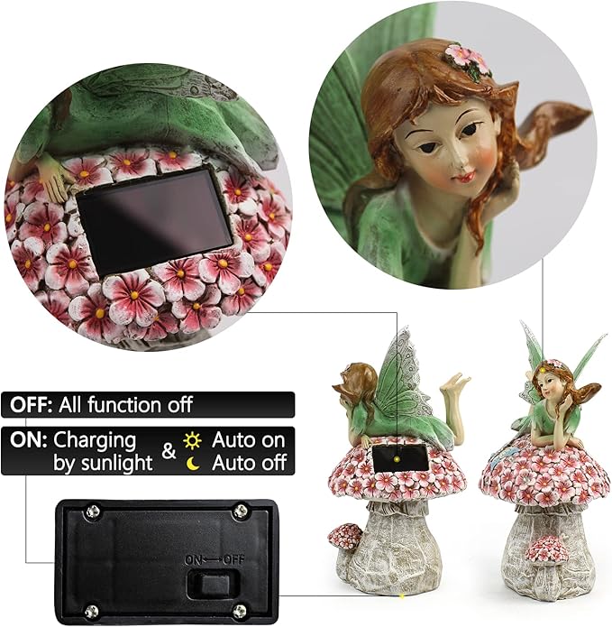 8.66" Solar Garden Garden Statue Light, Outdoor Decor