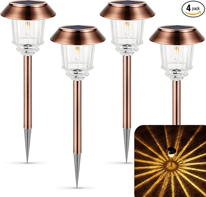 Warm White Solar Pathway Lights 4-Pack, Yard LED