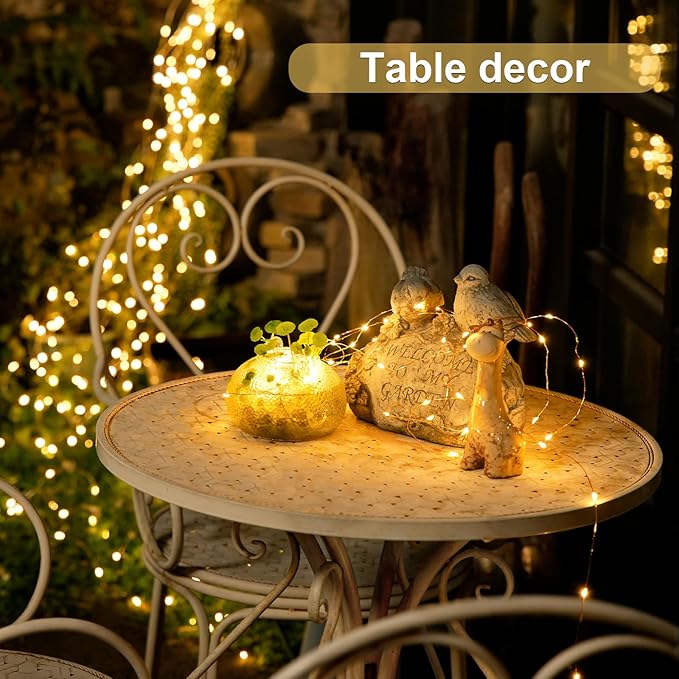 2-Pack 66ft Christmas LED String Lights, Waterproof Timer Lights