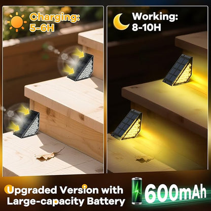 Solar Step Lights for Outside, Solar Stair Lights Outdoor Waterproof, Deck Step Lights for Fence, Patio, Yard, Porch, Front Door, Sidewalk, Garden, Patio Decor (12, Warm White)
