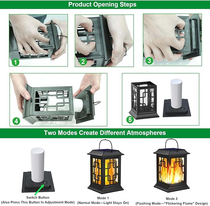 2-Pack Elegant Hanging Solar Lanterns for Backyard, Waterproof LED