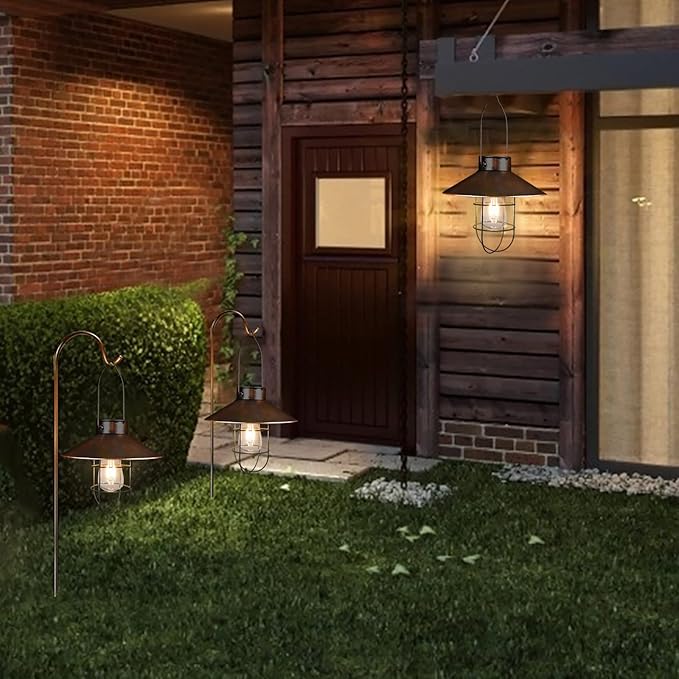 Rustic Backyard Solar Lanterns for Yard, Waterproof LED