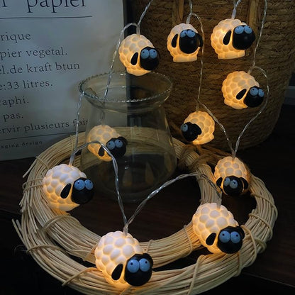 Cute Painted Sheep Night Light LED Sheep Ornaments String Lights Black Sheep Fairy Light Battery Powered Indoor Outdoor Party Decor Night Light (20LED, Black Sheep)