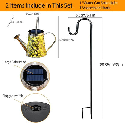 Solar Watering Can Lights,Large Retro Metal Hanging Solar Lights Outdoor Waterproof, Birthday Gifts for Women Mom Grandma Garden Decor Yard Light LED Decoration Outside for Porch Lawn Patio
