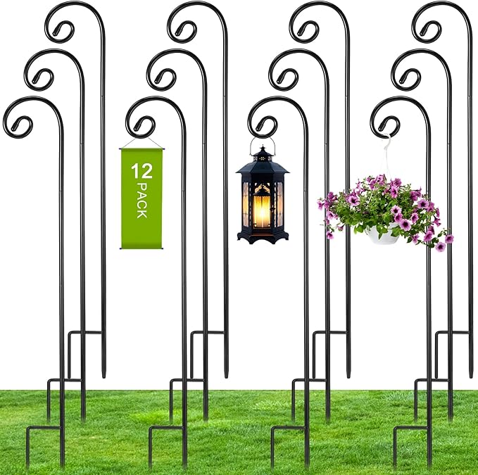 Heavy-Duty Shepherd's Hooks 12-Pack, 48" Garden