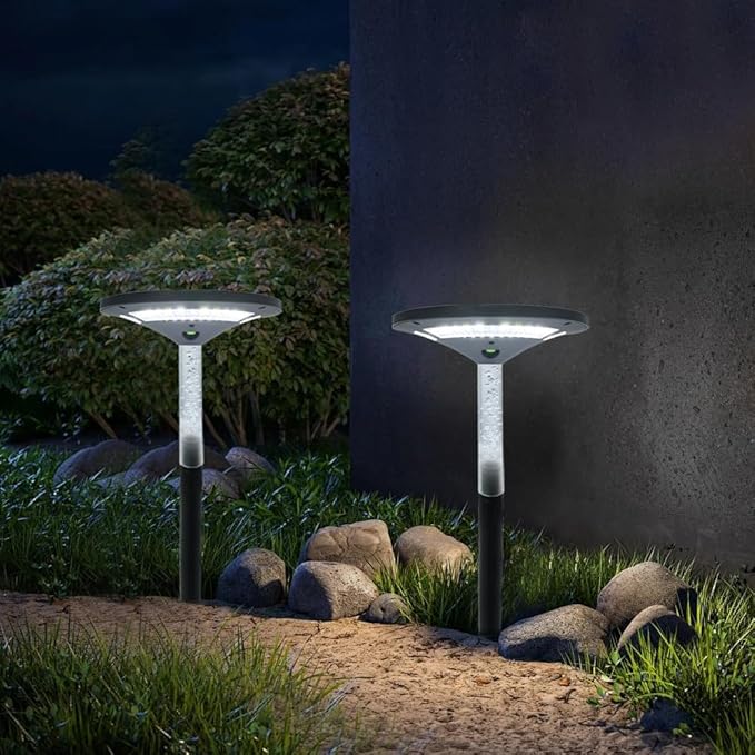 S NMT LED Garden Solar Pathway Lights，Outdoor Motion Sensor Landscape Lights for Garden Lighting, IP65 Waterproof Solar Spotlight for Yard