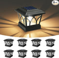 8-Pack Black Yard Post Cap Lights, Solar LED